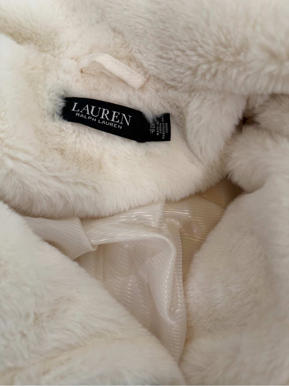 Ralph Lauren Cream Faux fur Zip Jacket - Picture 4 of 5